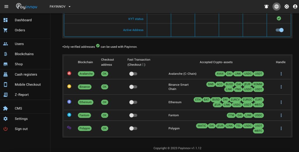 Dashboard Payinnov